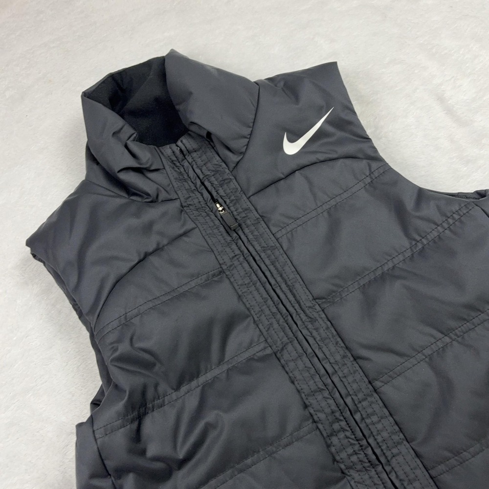 Nike Puffer Vest Womens S Black Insulated Quilted Polyester Lined Collared Short - Picture 1 of 13